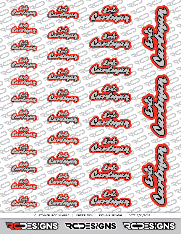 Driver Name Decal Sheet - Type B
