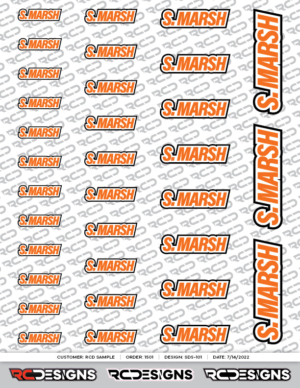 Driver Name Decal Sheet - Type E