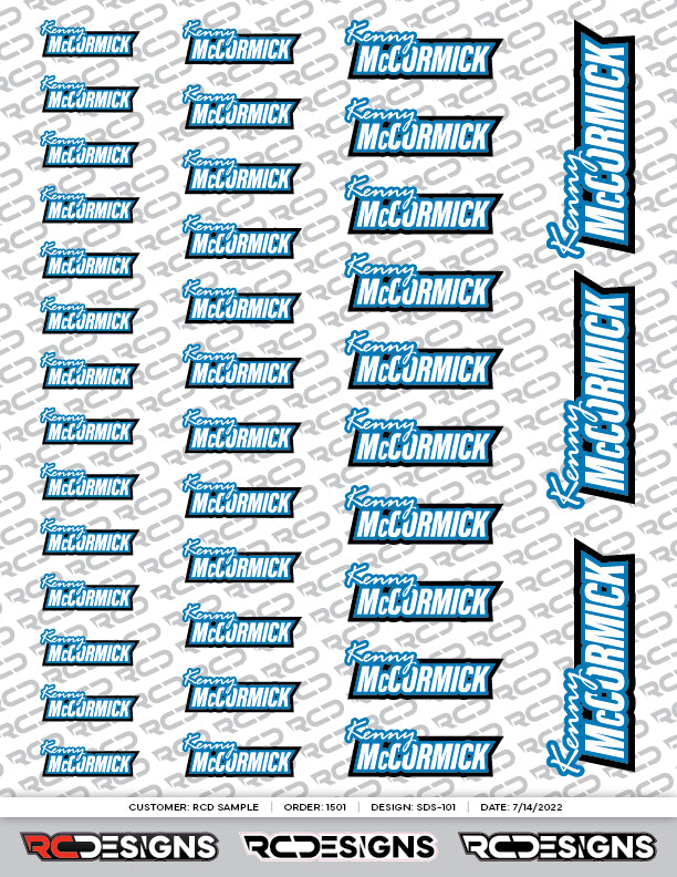 Driver Name Decal Sheet - Type A